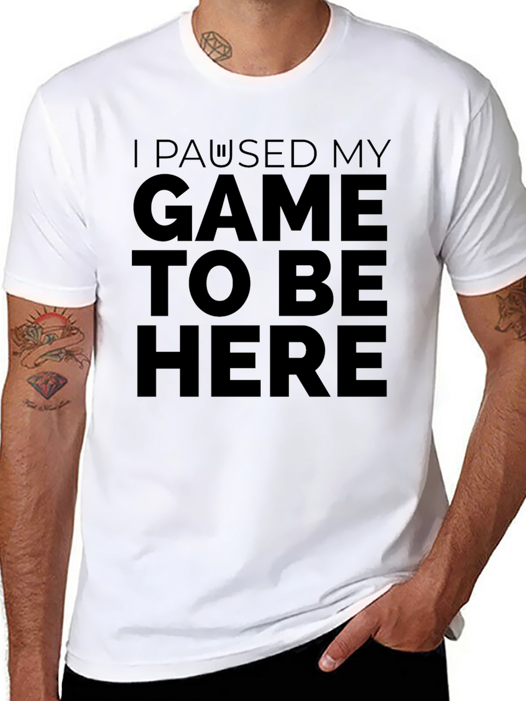 I Paused My Game to Be Here Black T-Shirt