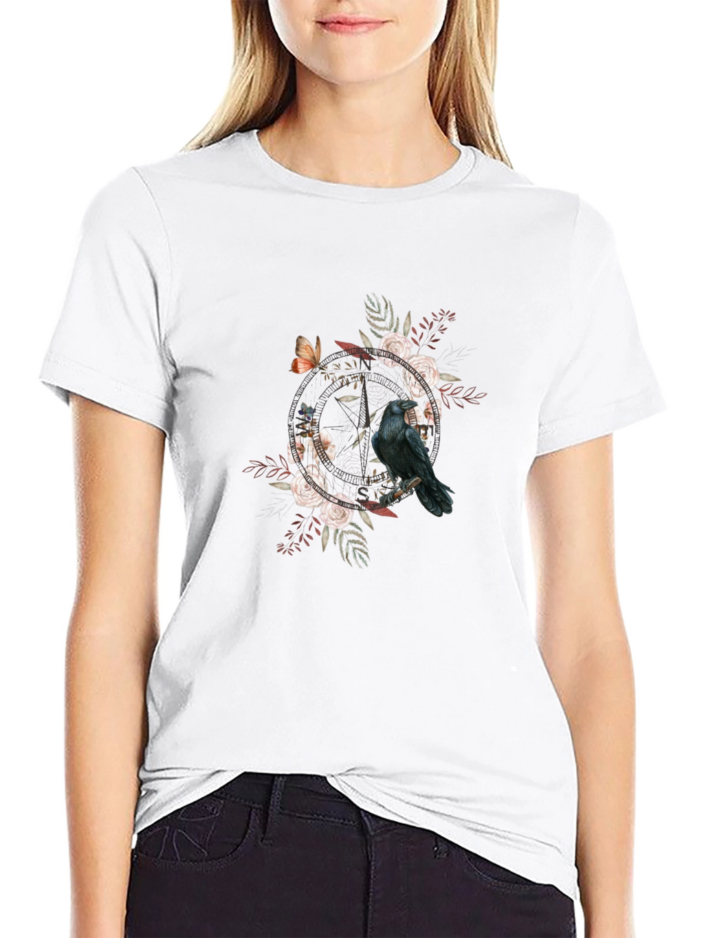 Raven & Roses Graphic Tee - Black