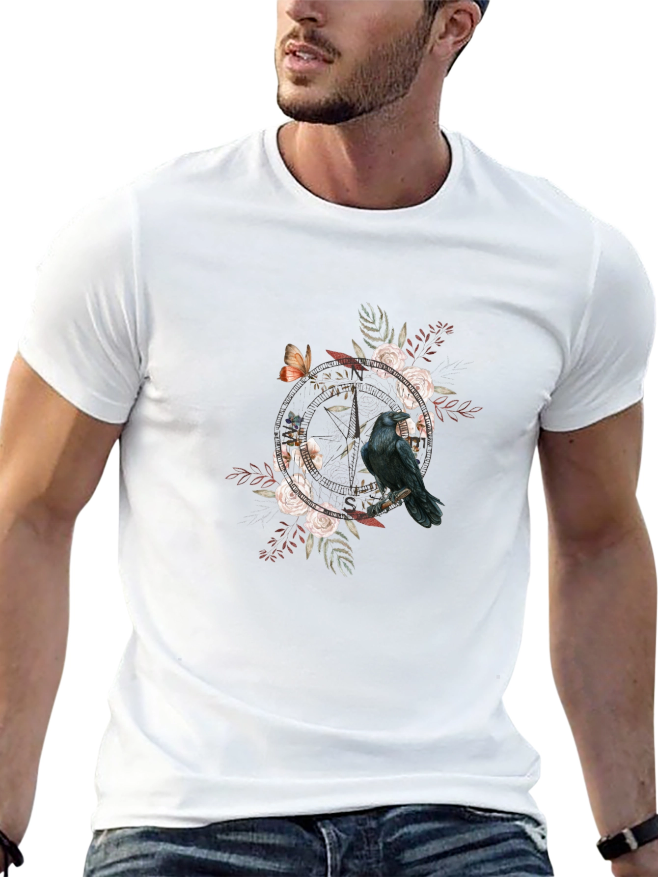 Raven & Roses Graphic Tee - Black