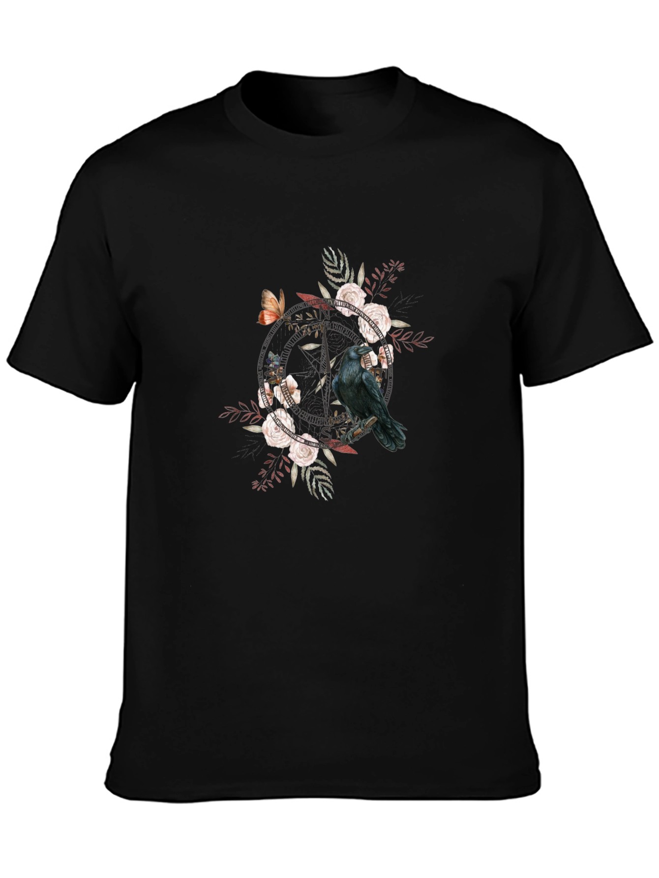 Raven & Roses Graphic Tee - Black