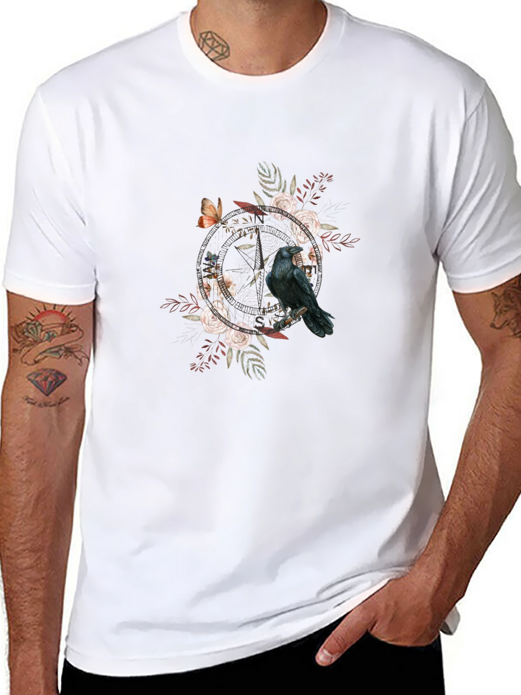 Raven & Roses Graphic Tee - Black