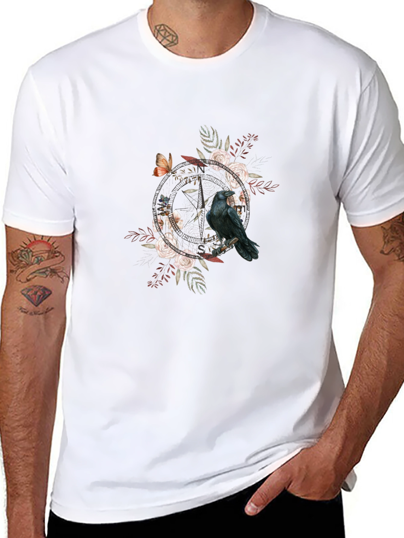 Raven & Roses Graphic Tee - Black