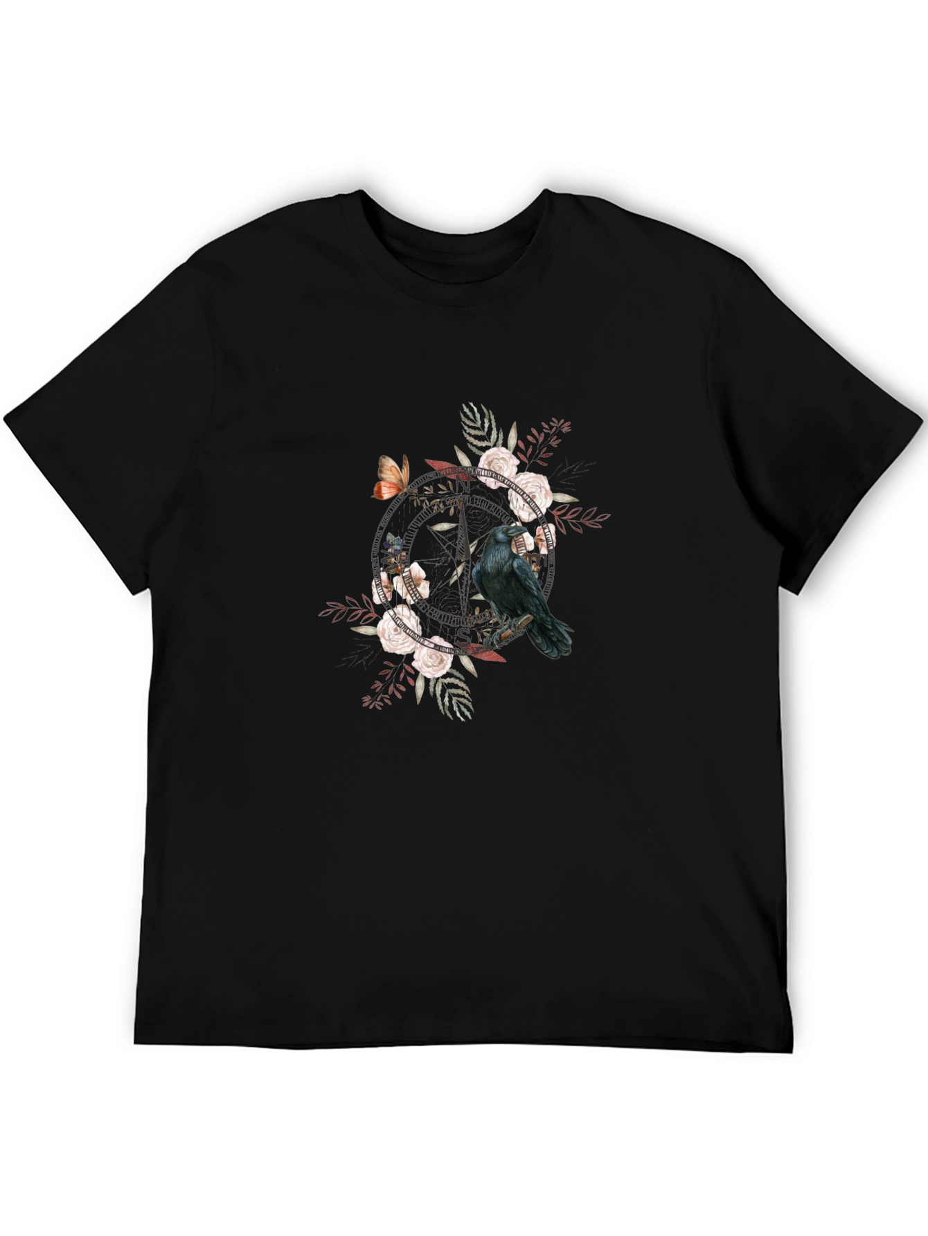 Raven & Roses Graphic Tee - Black