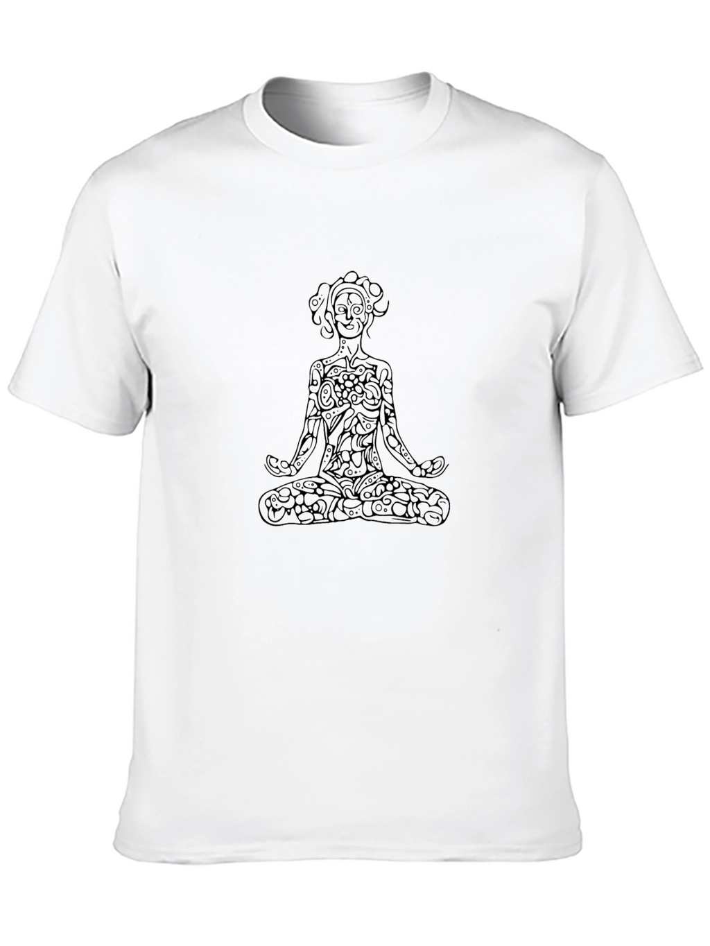 Meditative Floral Yoga T-Shirt - Black