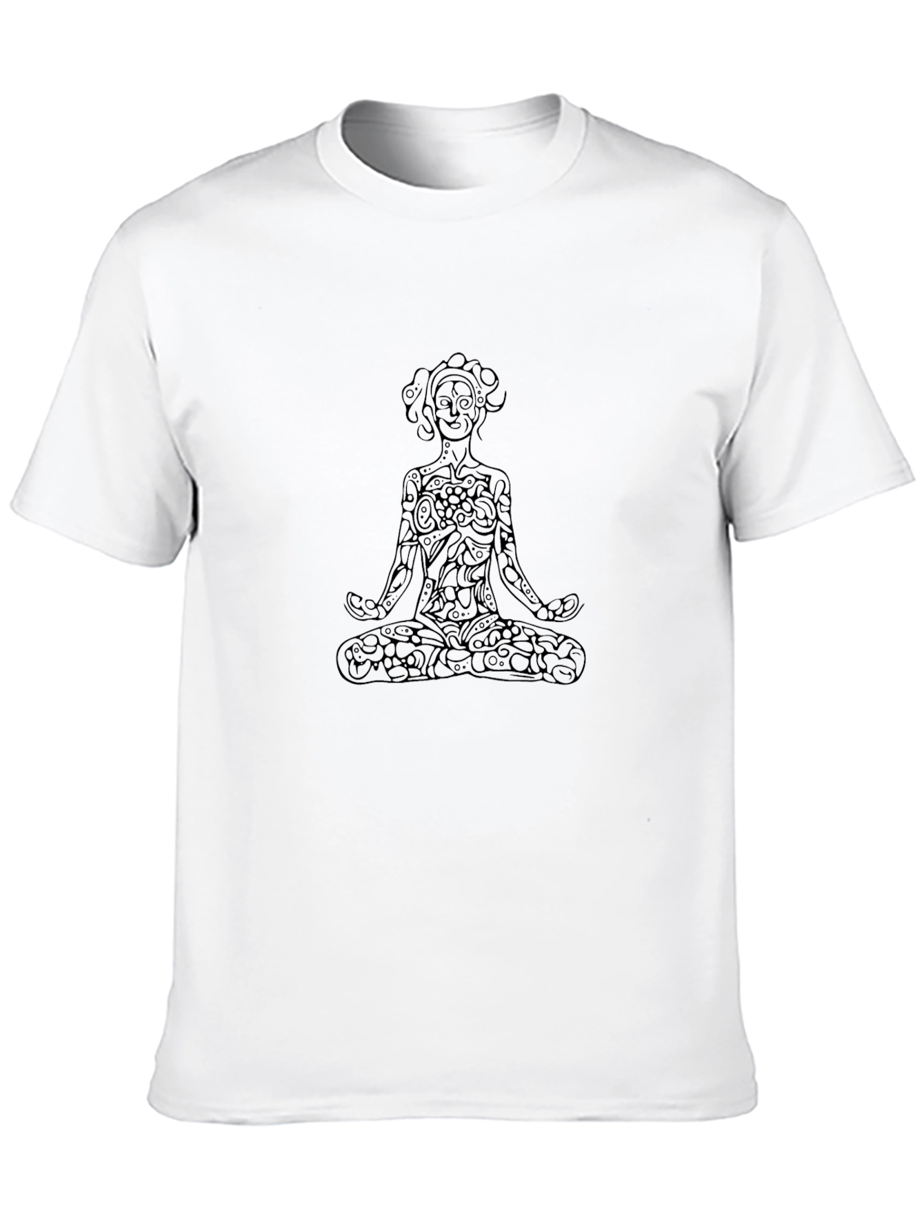Meditative Floral Yoga T-Shirt - Black