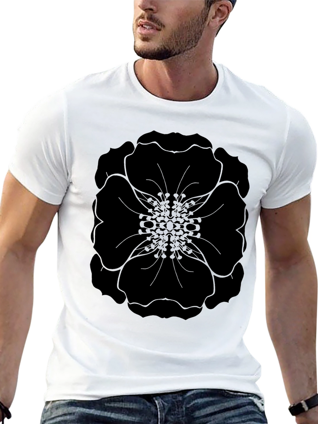 Black Floral Graphic Tee - Modern Style