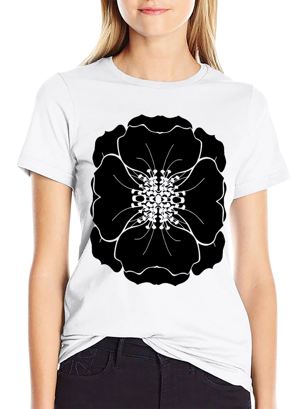 Black Floral Graphic Tee - Modern Style