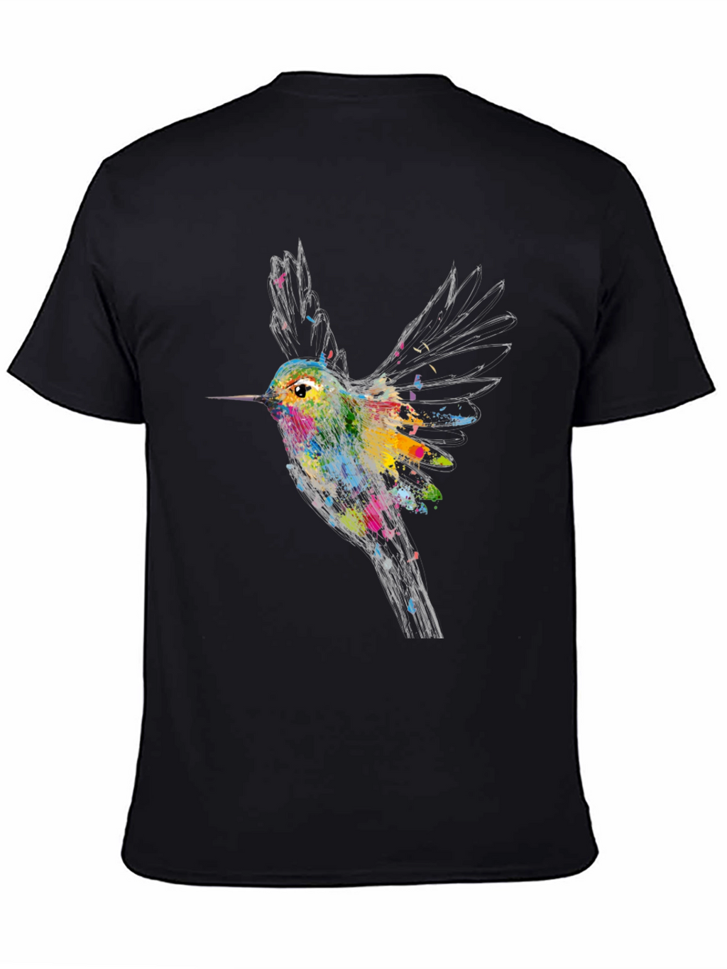 Hummingbird Graphic Print Black T-Shirt