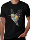 Hummingbird Graphic Print Black T-Shirt