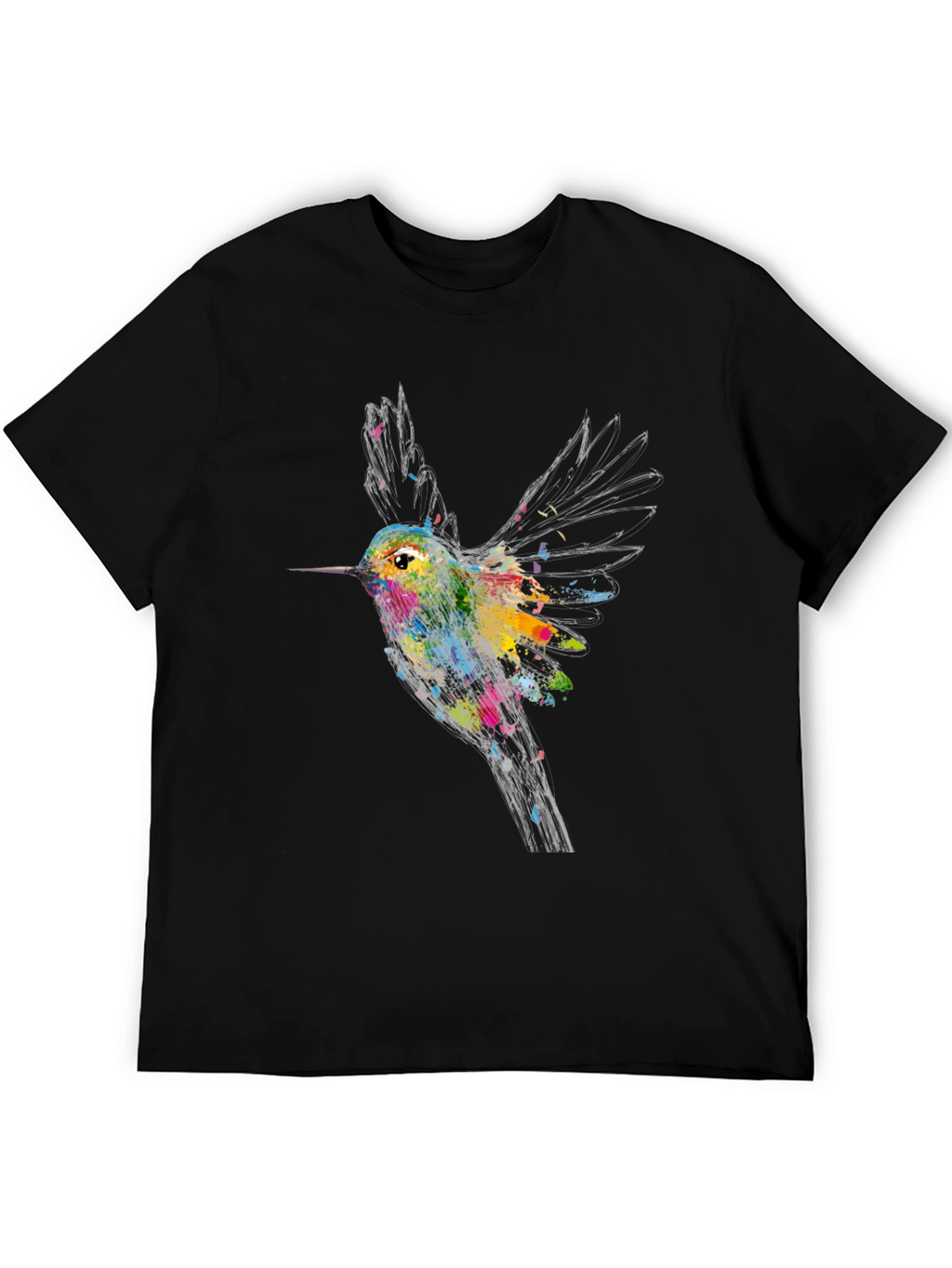 Hummingbird Graphic Print Black T-Shirt