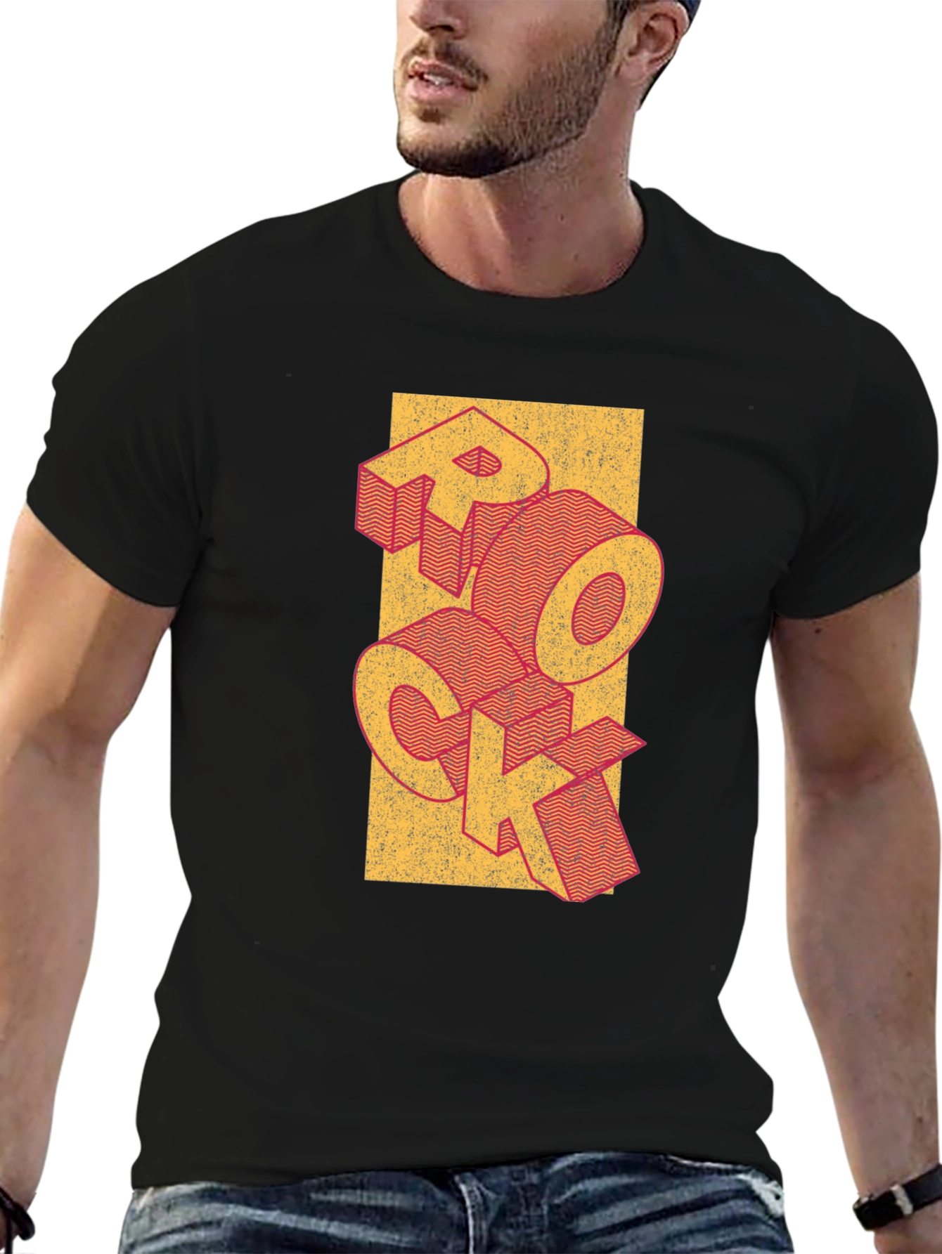 Retro Rock Graphic Tee - Vintage Style Black T-Shirt