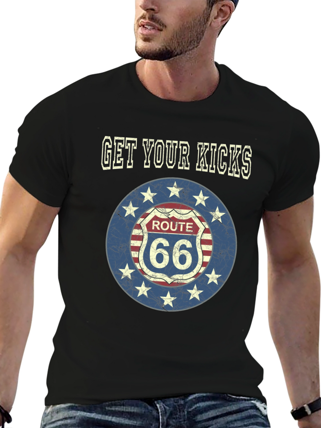 Route 66 Get Your Kicks Black T-Shirt