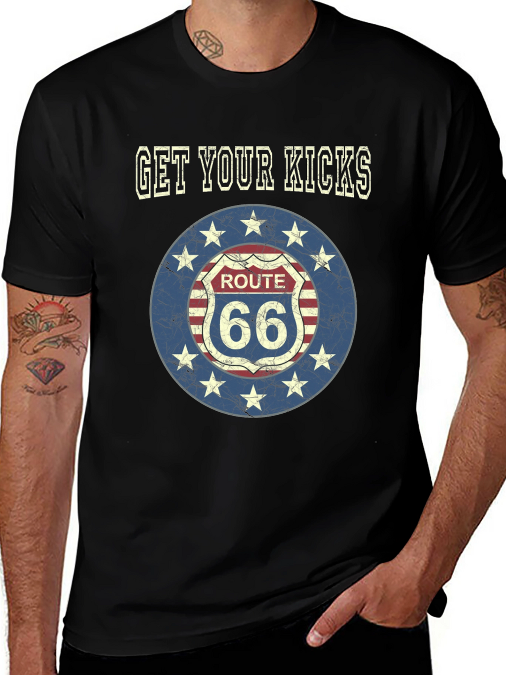 Route 66 Get Your Kicks Black T-Shirt