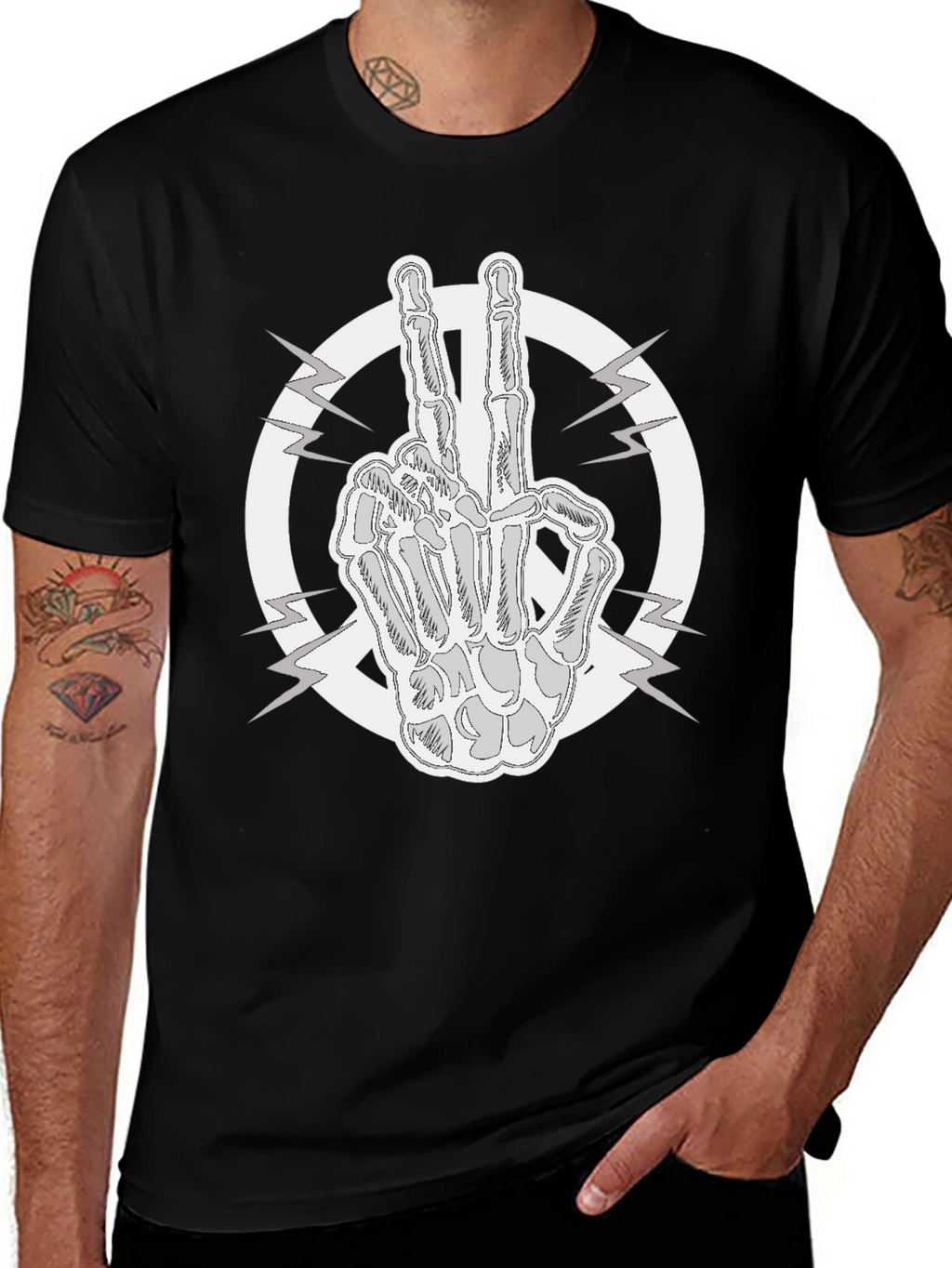 Peace Sign Skeleton Hand T-Shirt