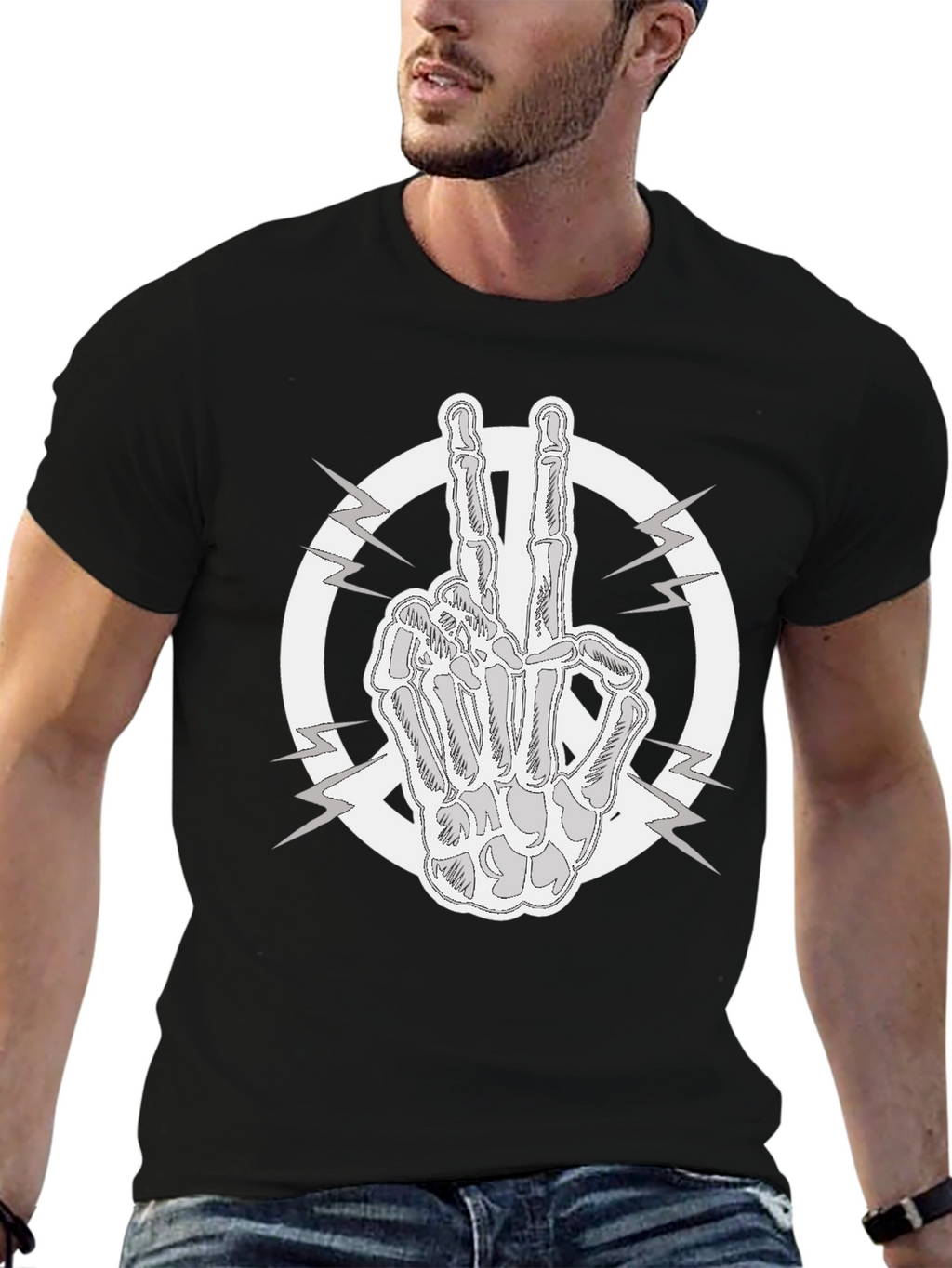 Peace Sign Skeleton Hand T-Shirt