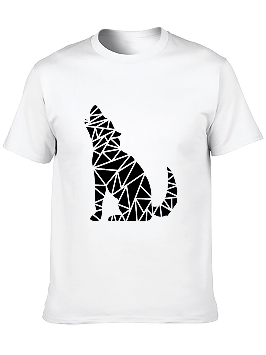 Geometric Wolf Graphic Mens Black T-Shirt