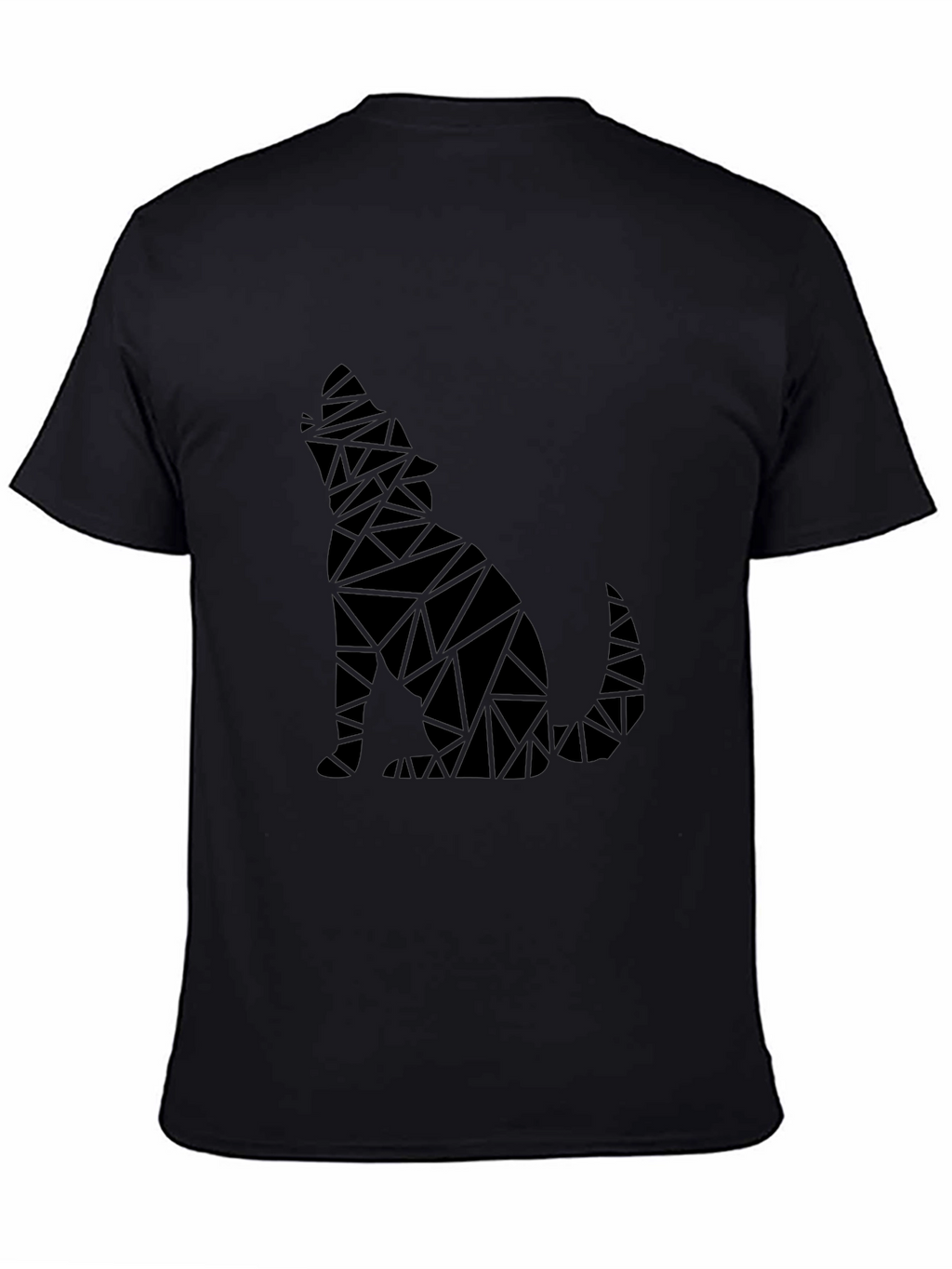 Geometric Wolf Graphic Mens Black T-Shirt