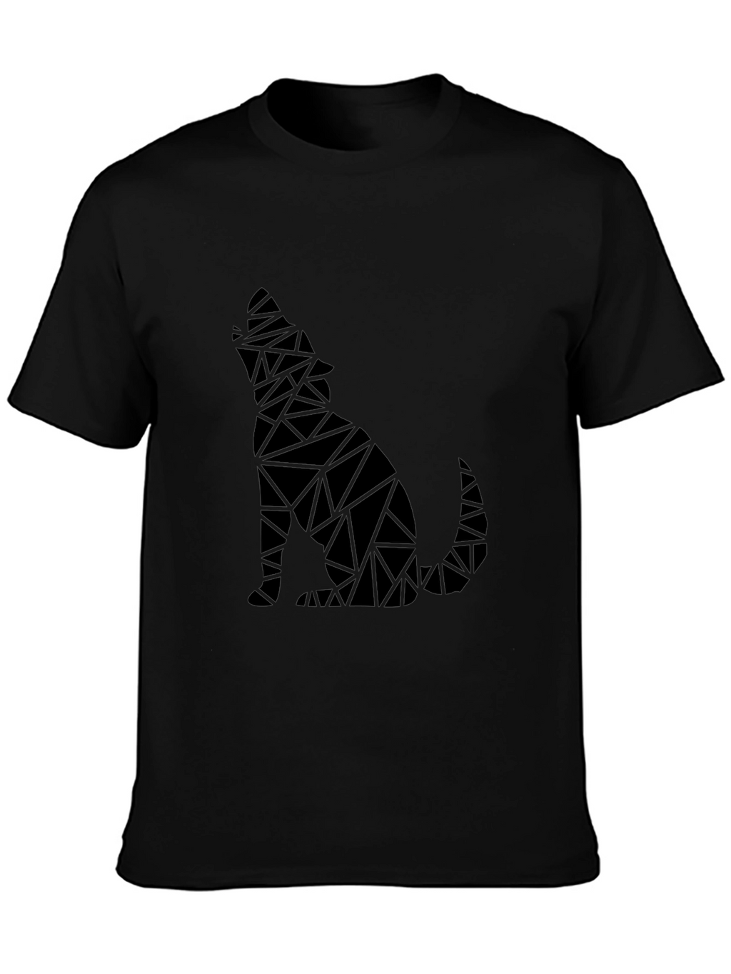 Geometric Wolf Graphic Mens Black T-Shirt