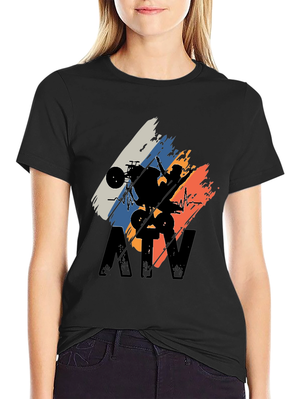 ATV Rider Silhouette Graphic Tee - Black