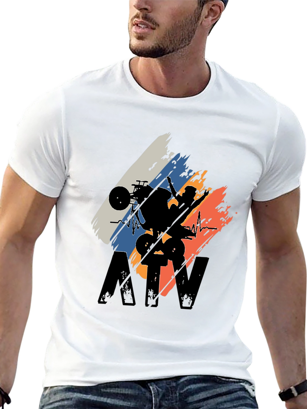 ATV Rider Silhouette Graphic Tee - Black