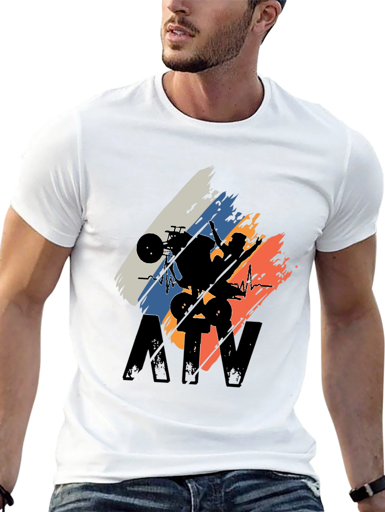 ATV Rider Silhouette Graphic Tee - Black