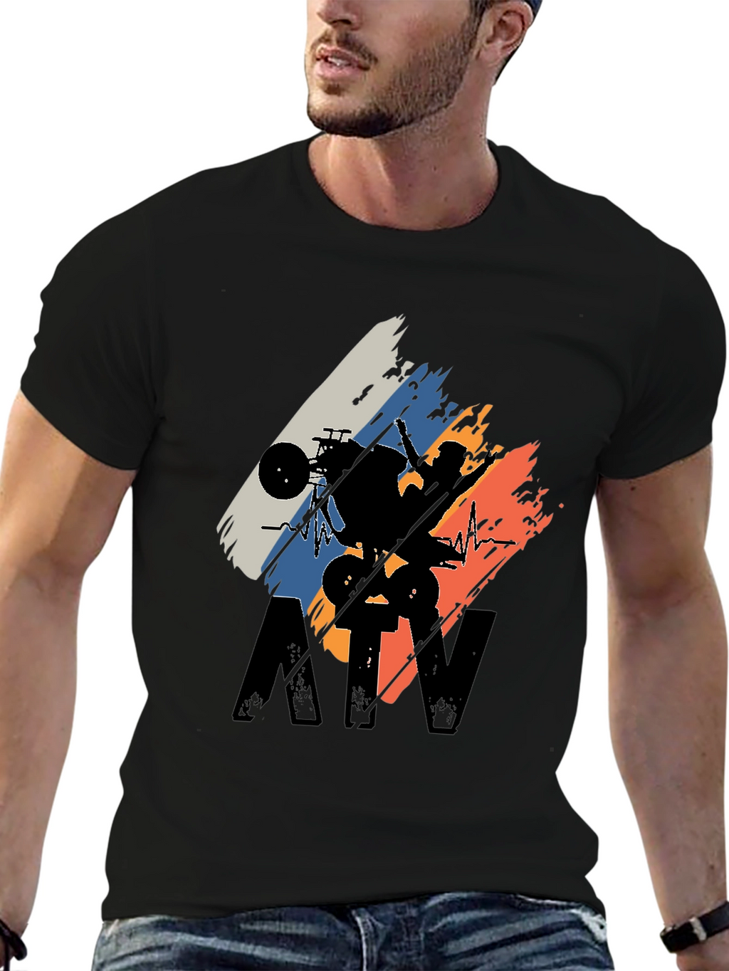 ATV Rider Silhouette Graphic Tee - Black