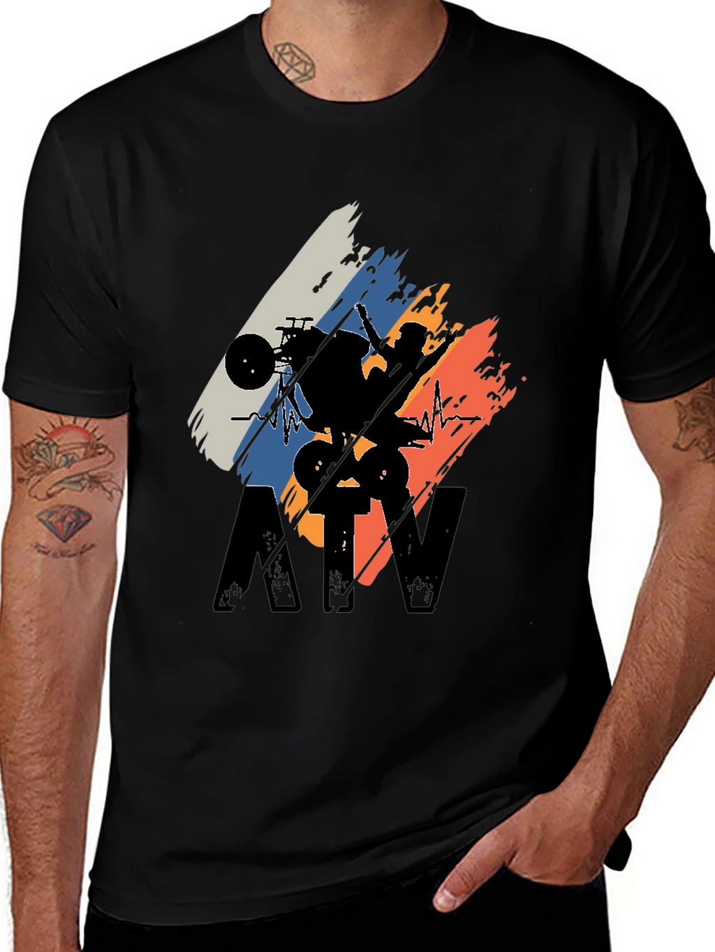 ATV Rider Silhouette Graphic Tee - Black