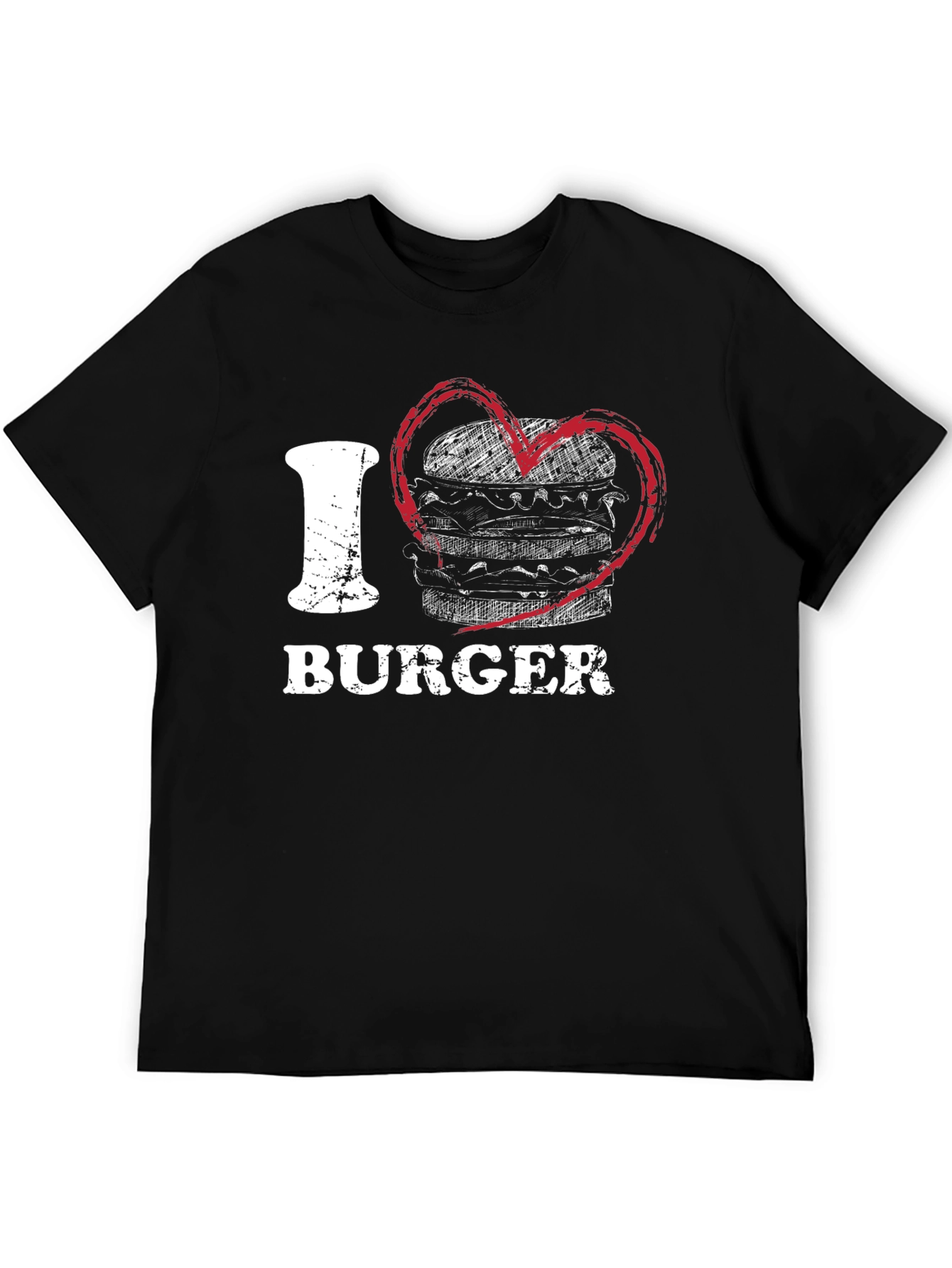 I Love Burgers T-Shirt - Black Crew Neck Graphic Tee