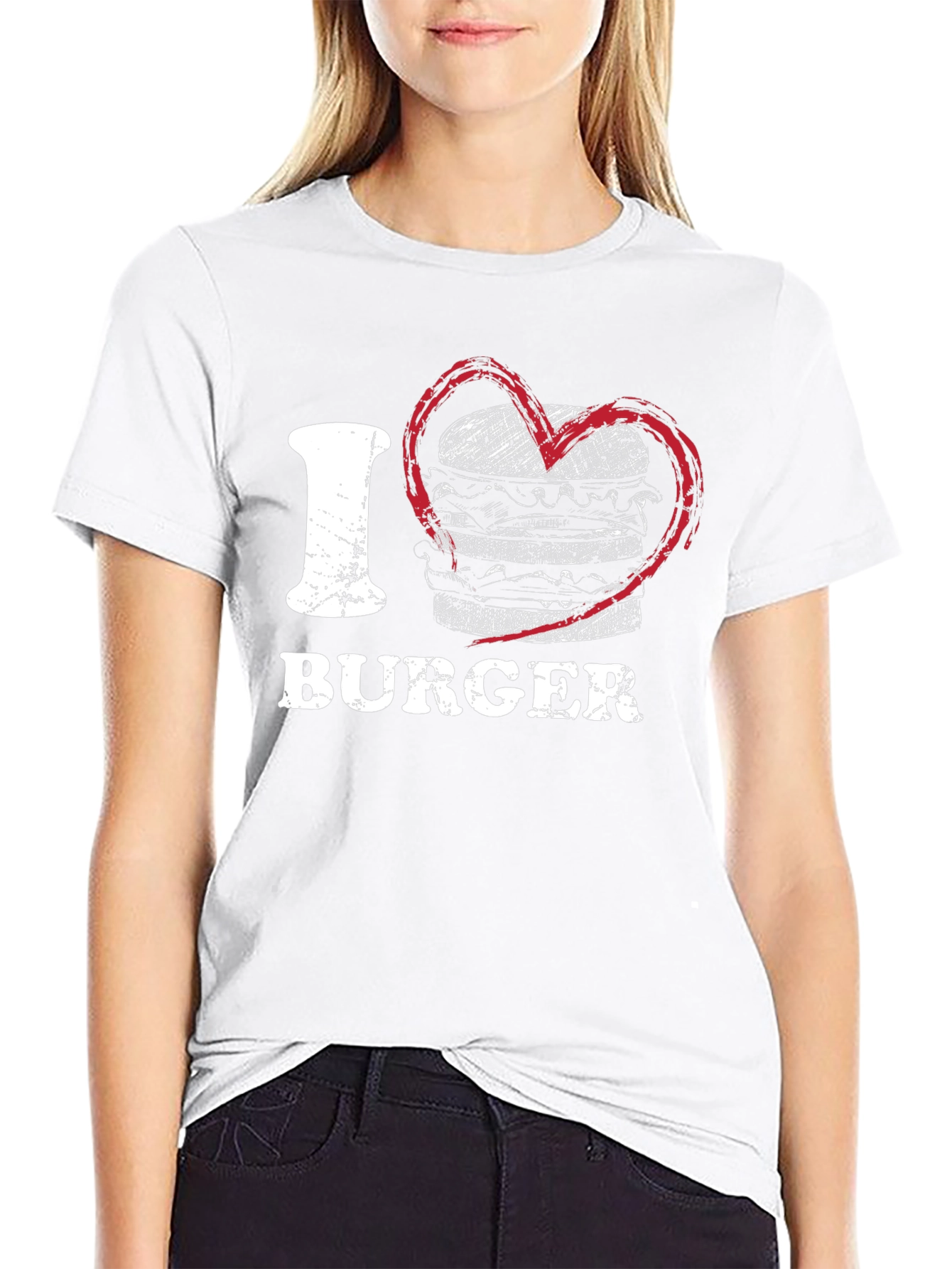 I Love Burgers T-Shirt - Black Crew Neck Graphic Tee