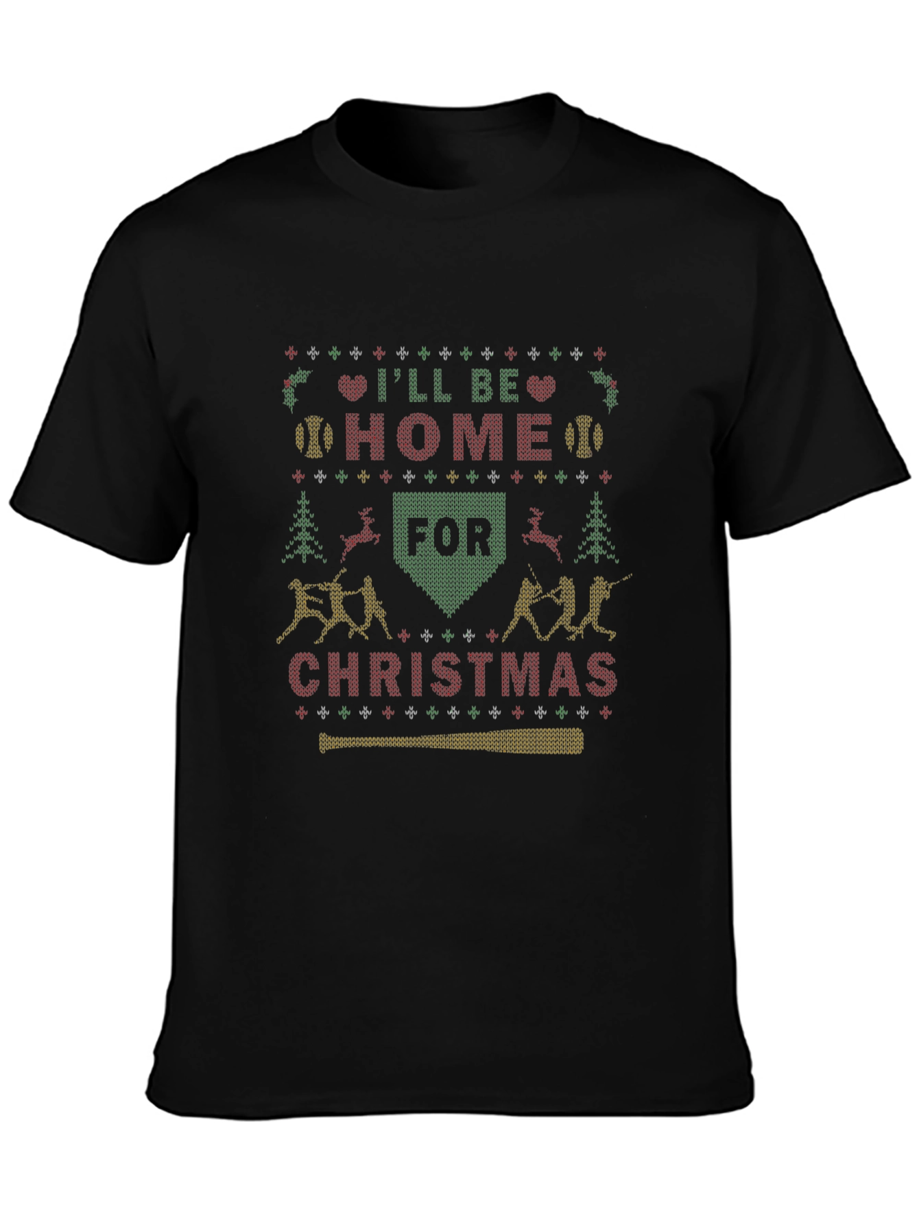 Baseball Christmas T-Shirt: Ill Be Home