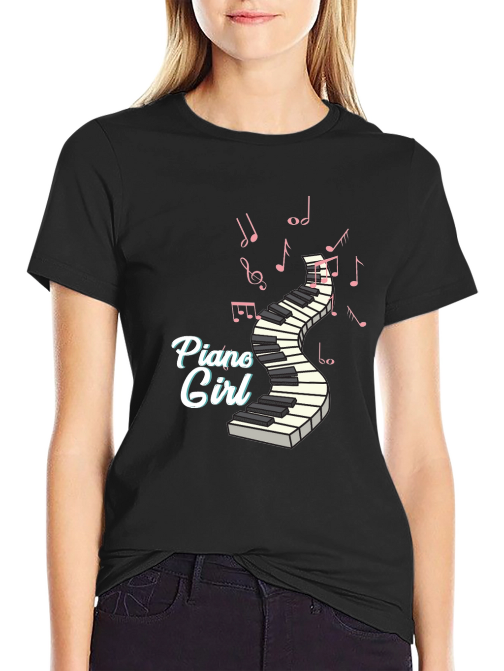 Piano Girl T-Shirt - Music Lover Tee