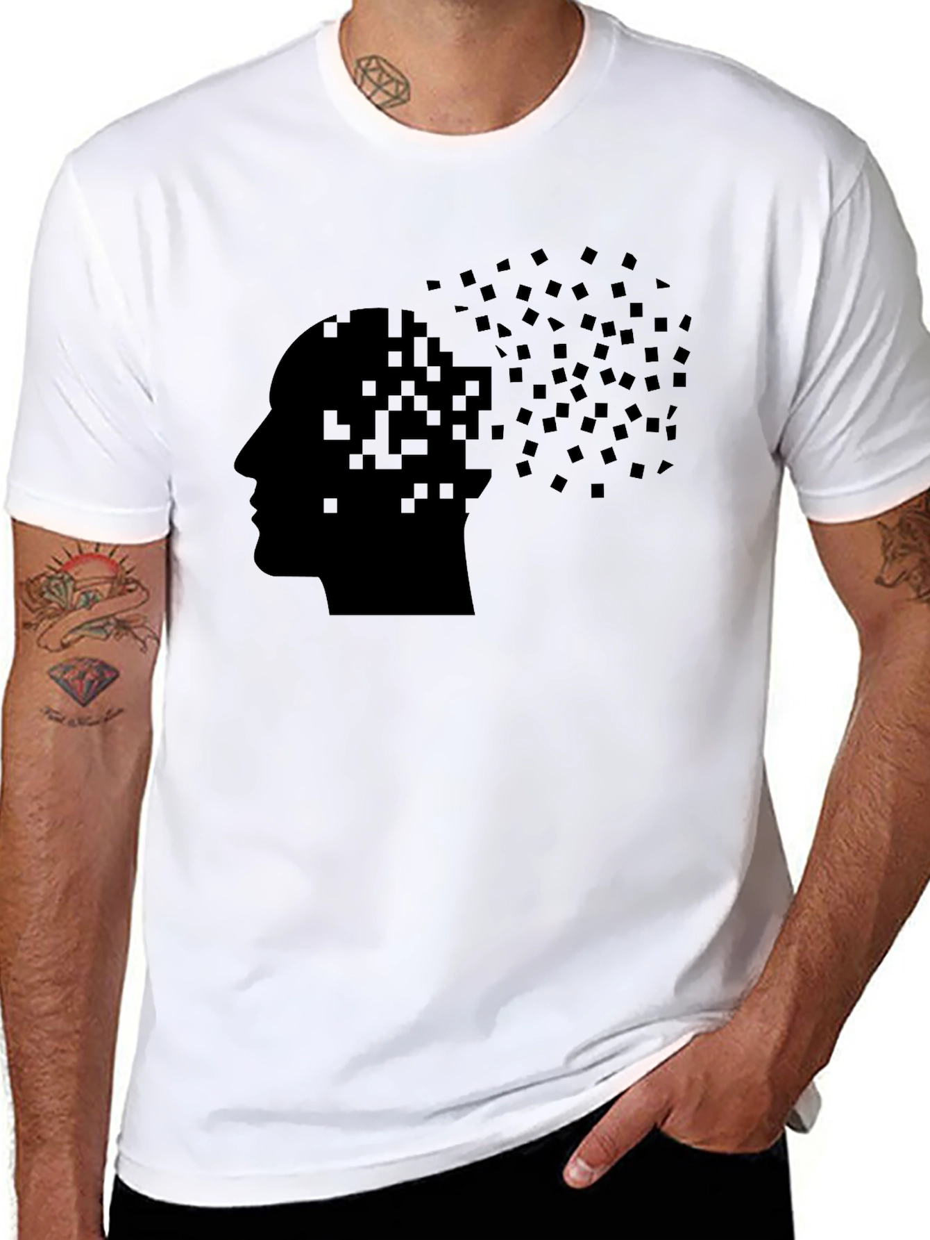 Pixel Head T-Shirt - Black Graphic Tee