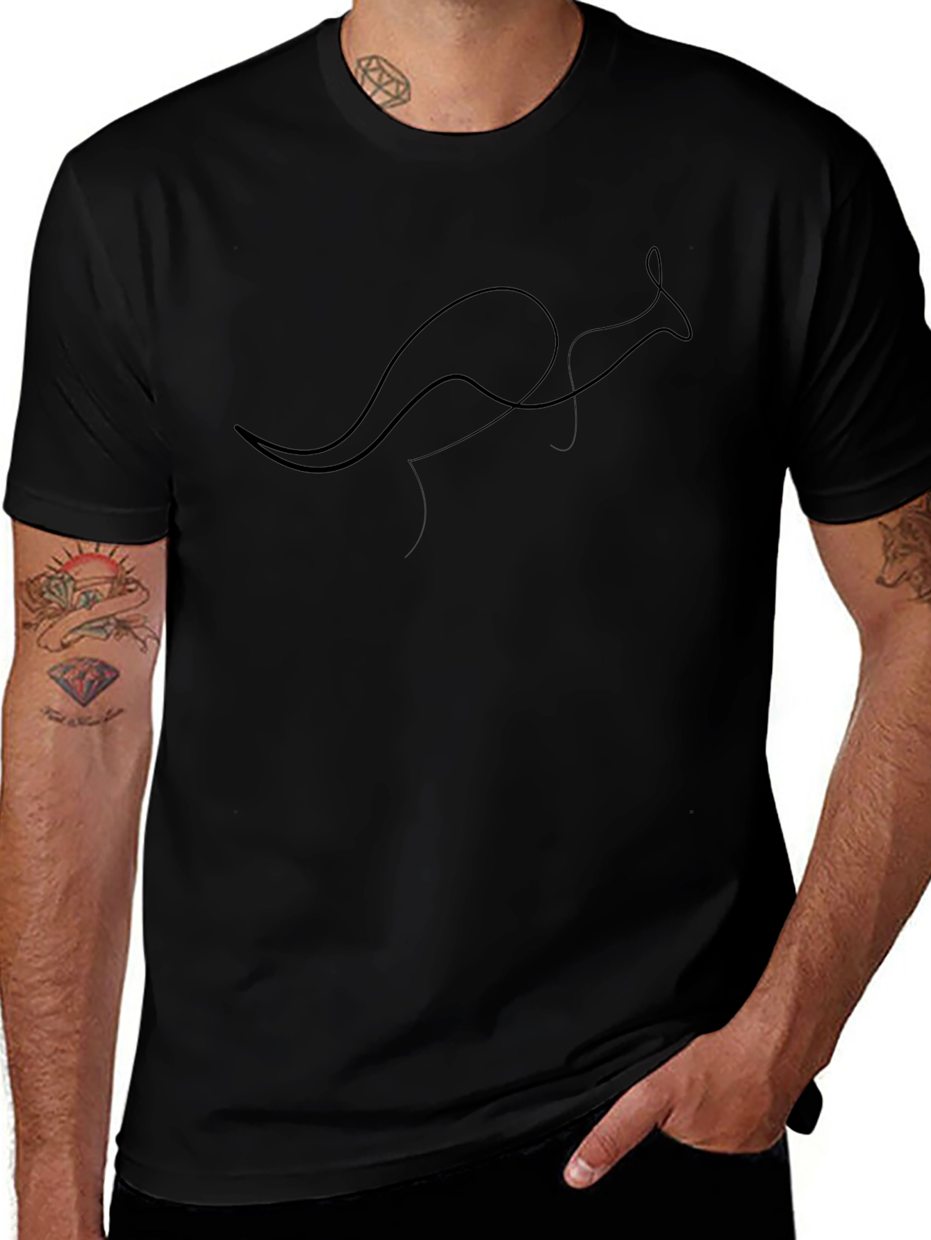 Minimalist Kangaroo Line Art T-Shirt