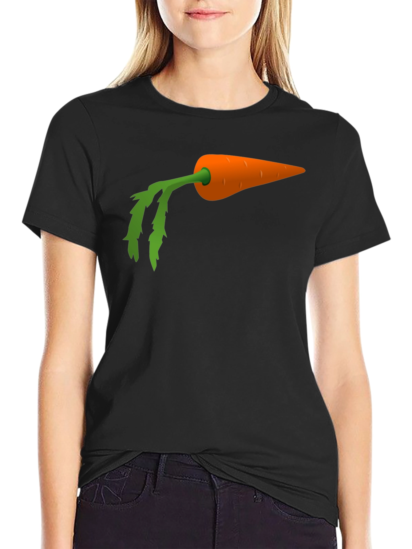 Carrot Graphic Tee - Black Cotton Blend Shirt