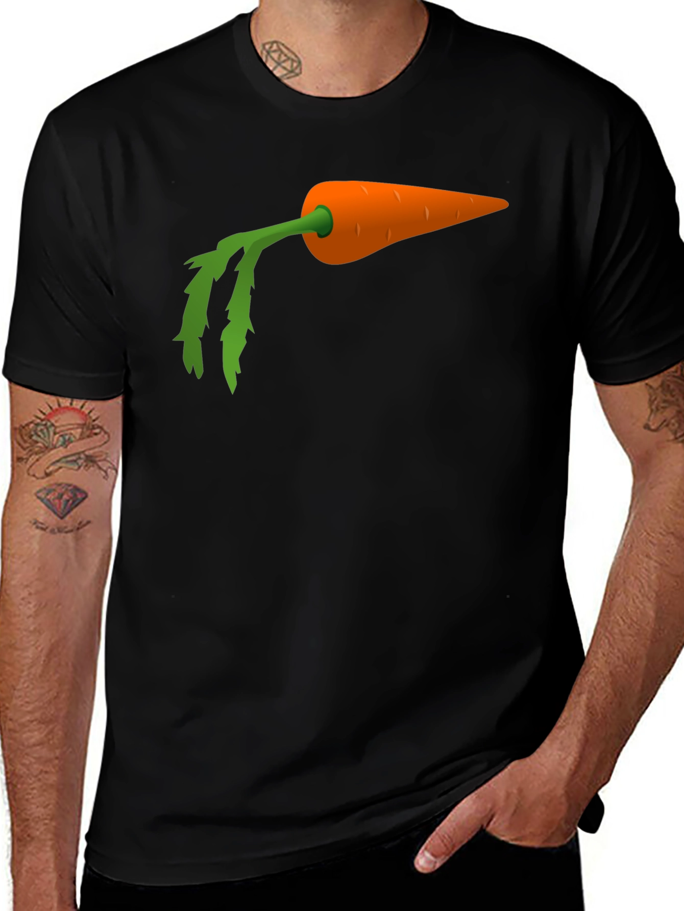 Carrot Graphic Tee - Black Cotton Blend Shirt