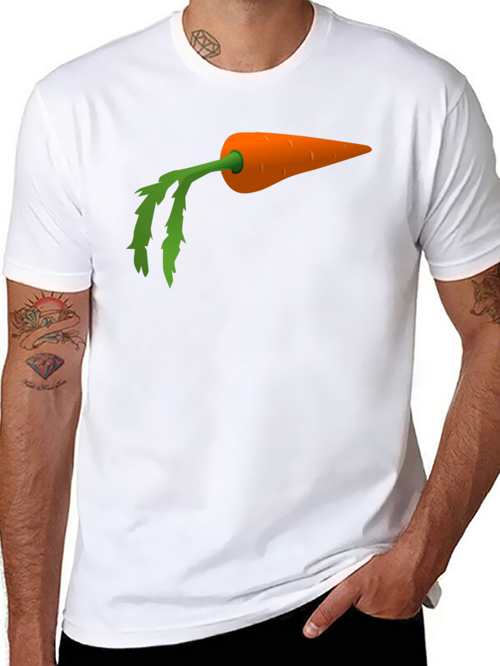Carrot Graphic Tee - Black Cotton Blend Shirt