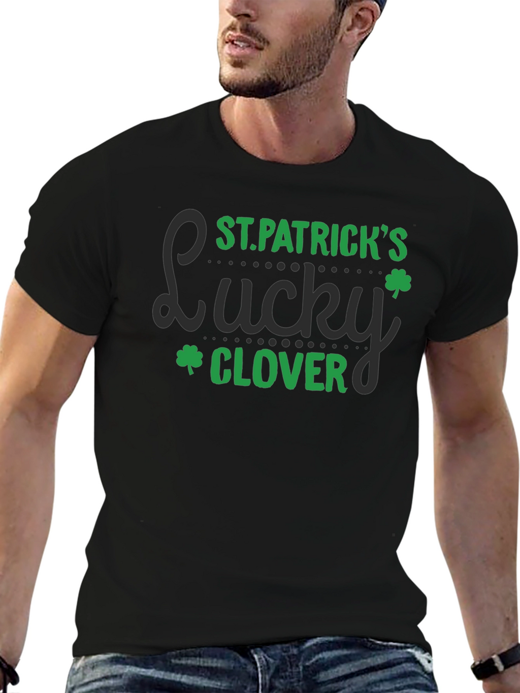 St. Patricks Day Lucky Clover Black T-Shirt