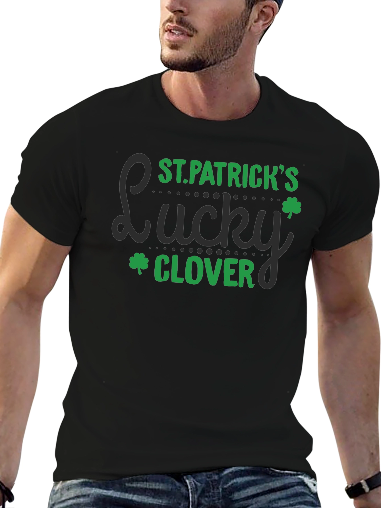 St. Patricks Day Lucky Clover Black T-Shirt