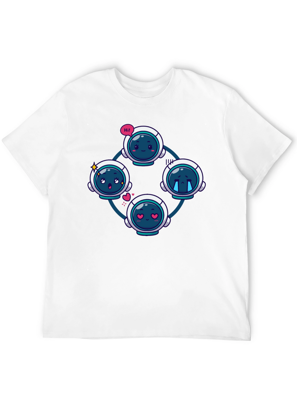 Astronaut Emoji Circle Black T-Shirt