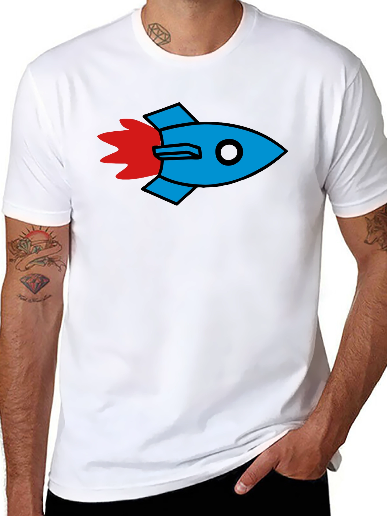 Rocket Graphic Black T-Shirt - Stylish & Unique