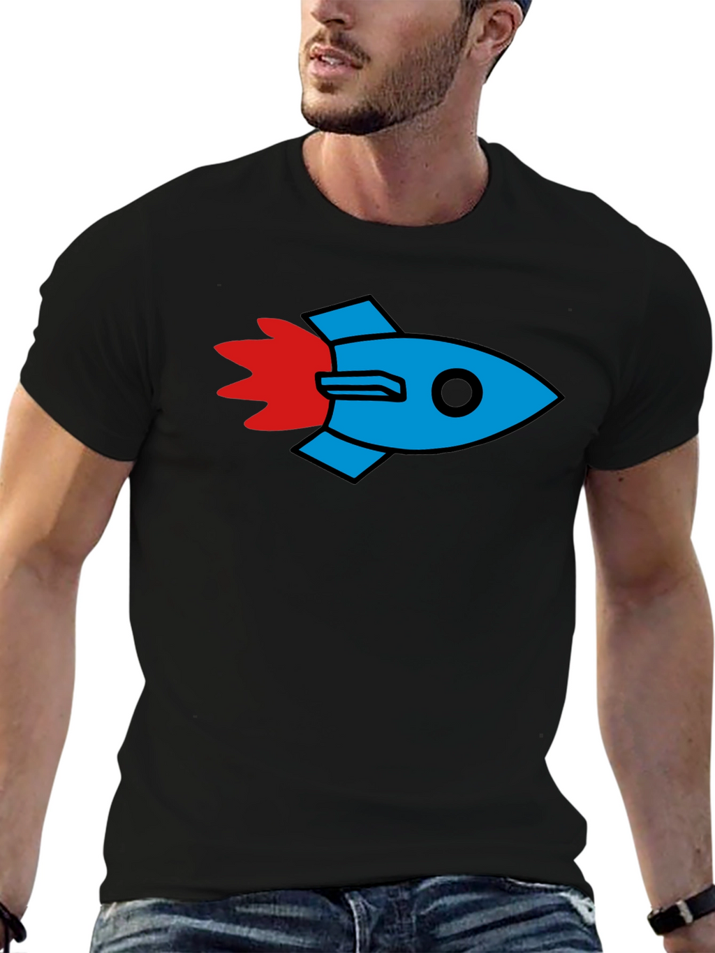 Rocket Graphic Black T-Shirt - Stylish & Unique