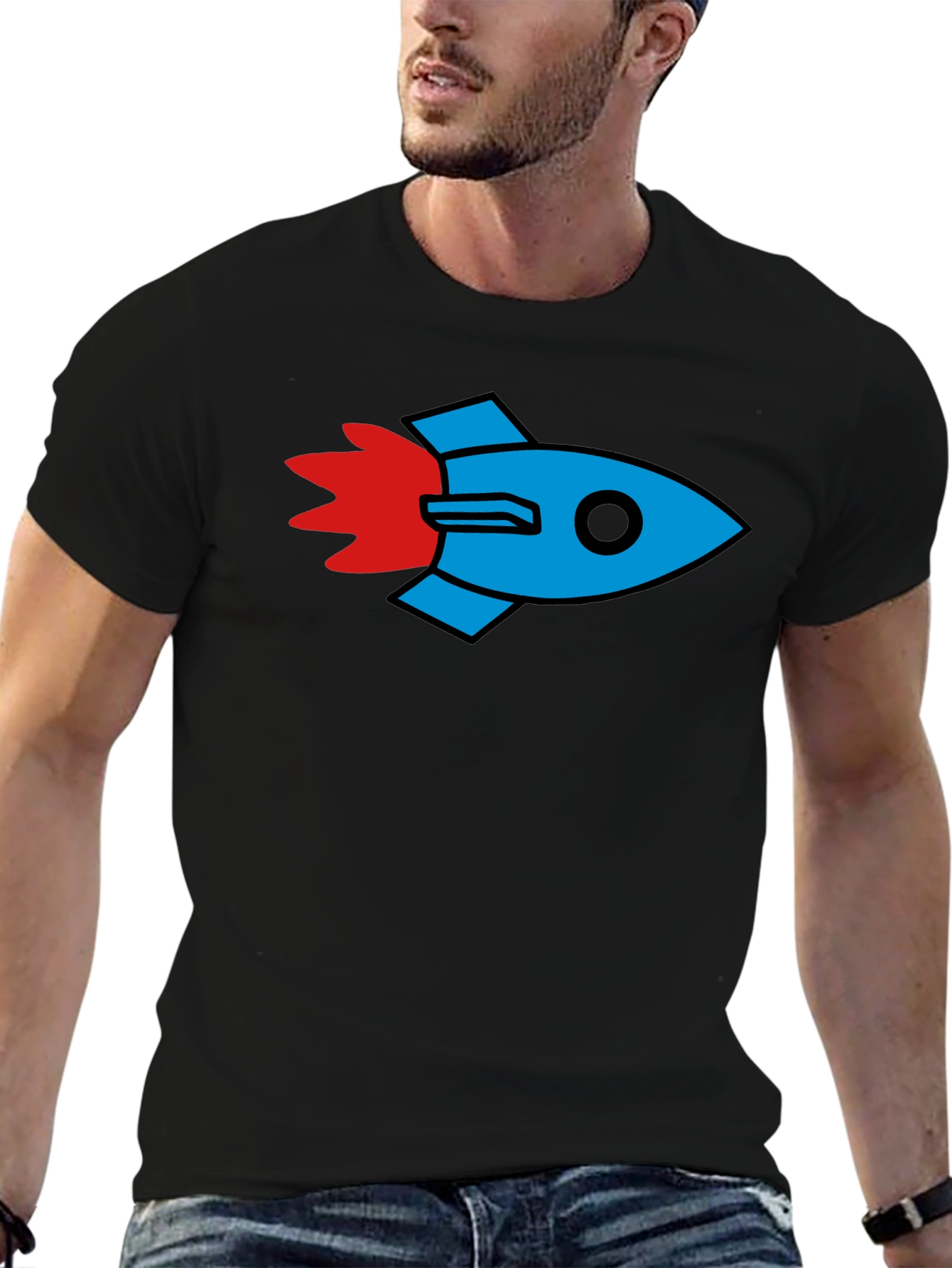Rocket Graphic Black T-Shirt - Stylish & Unique