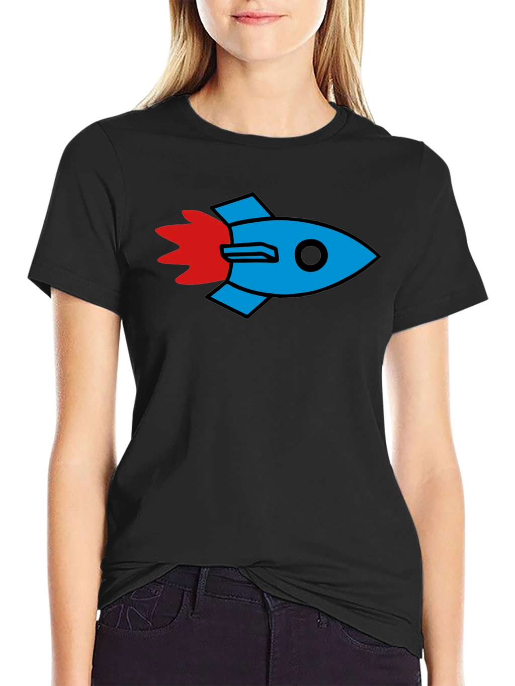 Rocket Graphic Black T-Shirt - Stylish & Unique