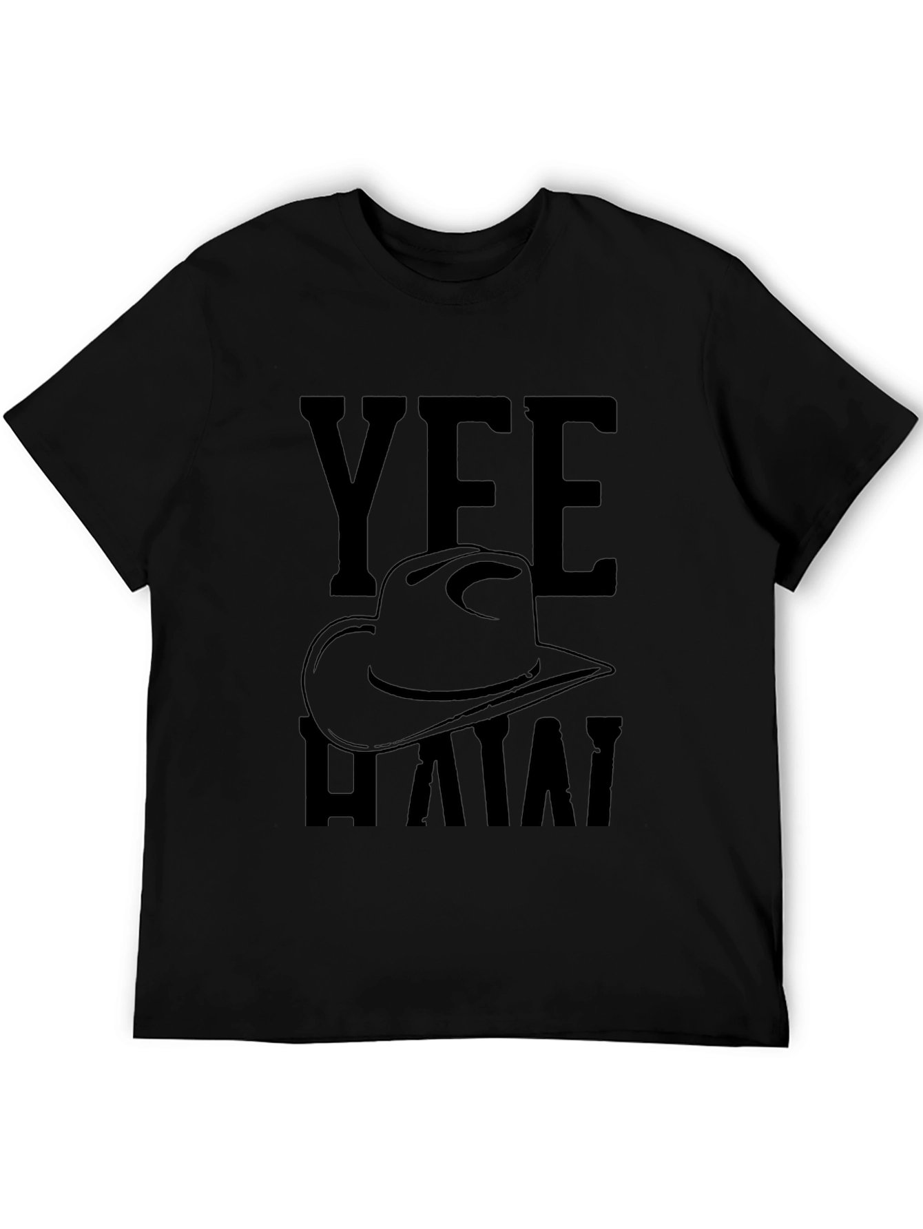 Yee Haw Cowboy Hat Graphic T-Shirt - Black