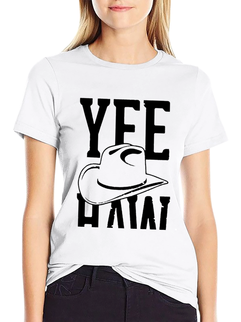 Yee Haw Cowboy Hat Graphic T-Shirt - Black
