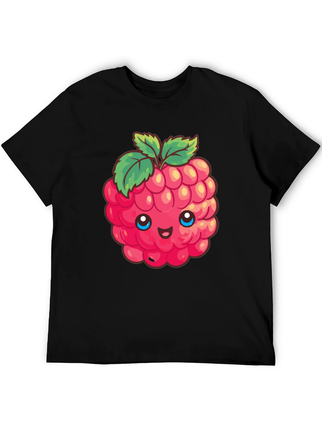 Cute Raspberry Graphic Tee - Black Cotton T-Shirt