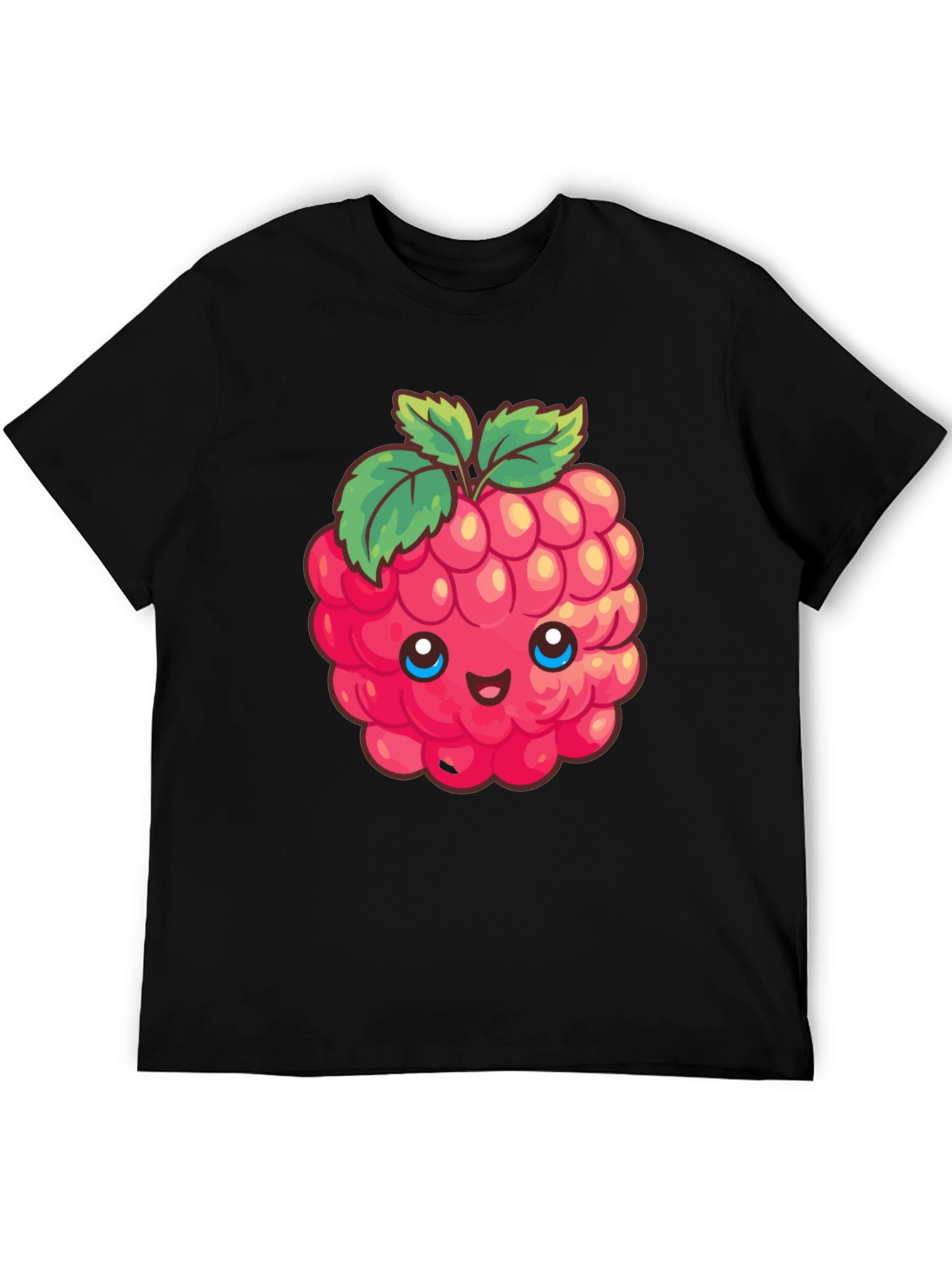 Cute Raspberry Graphic Tee - Black Cotton T-Shirt