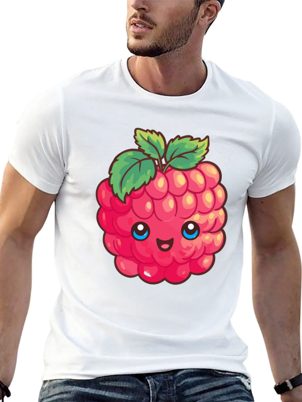 Cute Raspberry Graphic Tee - Black Cotton T-Shirt