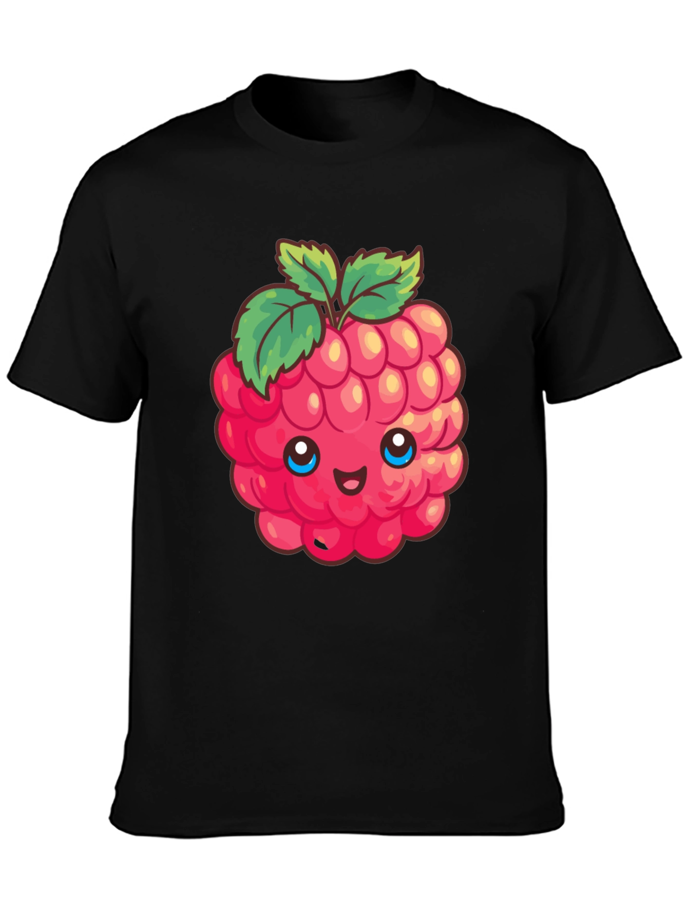 Cute Raspberry Graphic Tee - Black Cotton T-Shirt