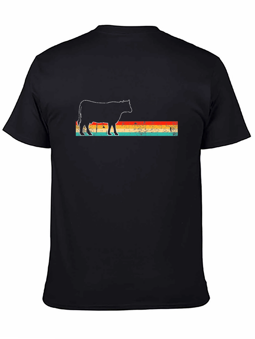 Retro Cow Graphic Tee - Black Unisex T-Shirt